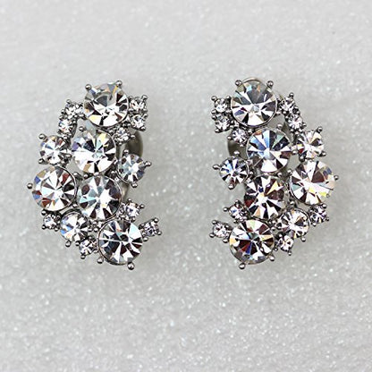 Faship Gorgeous Clip Ons Floral Earrings - color: Clear