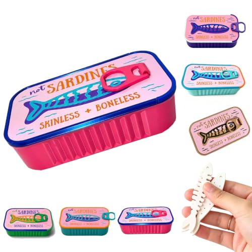 Sardines Travel Jewelry Case, Sardine Tin Jewelry Box, 3d Printed Sardine Tin Like Jewelry Case, with Fish-Shaped Holders for Rings, Earrings and Charms, Portable Earring Organizer (Multicolor E) - color: Multicolor E