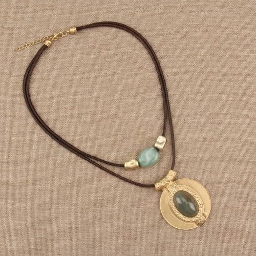 Chunky Pendant Necklace for Women Vintage Boho Necklaces Choker Layered Statement Necklaces Bohemian Jewlery Gifts - style: Bohemian Style Necklaces