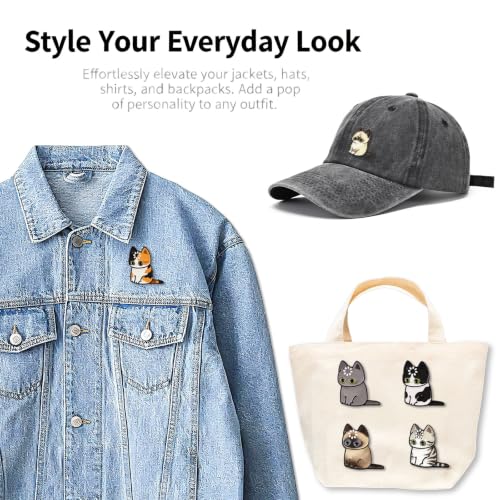 4/6/9/10/12/16/20PCS Cute Enamel Pins Bulk Set, Art Aesthetic Lapel Brooches, Humorous Quote Pins for Backpacks Jackets Hats Bags, Novelty Cool Badges for Women, Men, Teens, Kids - style: 6pcs Cat
