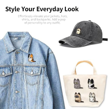 4/6/9/10/12/16/20PCS Cute Enamel Pins Bulk Set, Art Aesthetic Lapel Brooches, Humorous Quote Pins for Backpacks Jackets Hats Bags, Novelty Cool Badges for Women, Men, Teens, Kids - style: 6pcs Cat