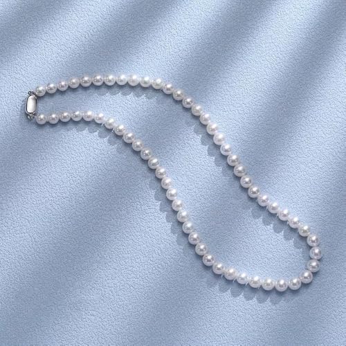 White Genuine Freshwater Cultured Pearl Necklace For Women And Men | Full Sizes from 3mm to 14mm Freshwater Pearls, AAA Grade & Above, A Love Gift Choice For Anniversaries And Birthdays - size: 7-8mm 16in AAAA