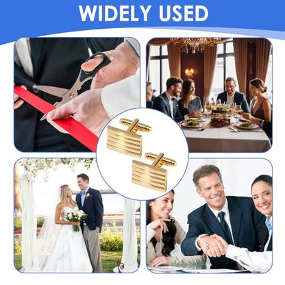 2 Pack Classic Cufflinks for Mens, 2025 Classic Plated Rectangle Cufflinks Luxurious Tuxedo Shirt Cuff Link for Mens Steel Business Wedding Formal Business Gift - color: Gold