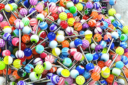 60 Pieces Tongue Ring Acrylic Mix Barbell Body Piercing Jewelry Creative And Exquisite Workmanship