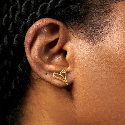 LOYATA Spike Earrings Gold Huggie Hoop Diamond Cubic Zirconia 14K Gold Plated Dainty Small Simple Hypoallergenic Geometric Jewelry Gift for Women - color: Hollow Heart