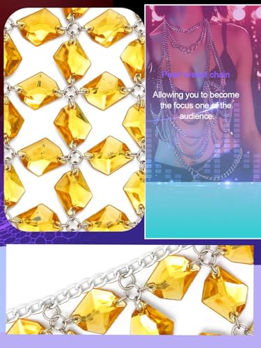 Aukmla Crystal Bra Body Chain Top Silver Rhinestones Halter Crop Tops Beach Bikini Chest Chains Body Jewelry for Women - style: Gold