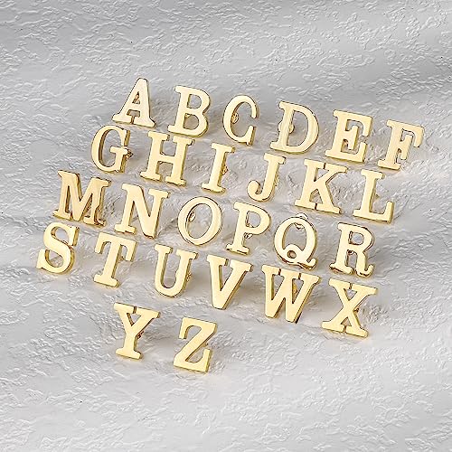 Initial Lapel Pin for Men Women, Brooch Pins for Men Suits, Metal Button Pins in 18K Gold and Silver Tone. - color: Gold-J