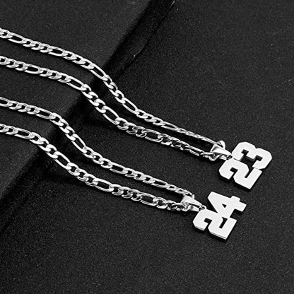 Personalized Number Necklaces for Mens,Stainless Steel Number Pendant Chain | Athletes Jersey Number Necklace;Baseball Basketball Football Sport Teams;Birthday Graduate Gift;Womens Mens Player - color: Silver, style: 4 Silver