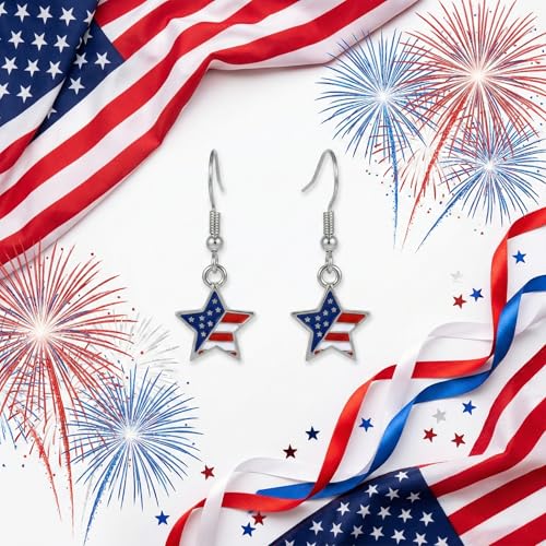 4th of July Earrings,Patriotic Dangle Stud for Women, Fourth of July Jewelry for Veterans Day - color: E