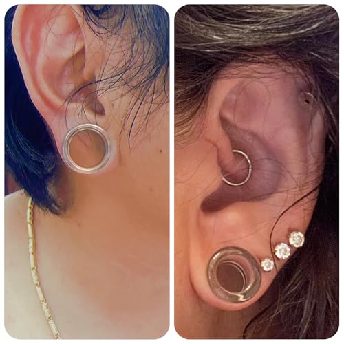 6G-30MM Hollow Acyrylic Gauges for Ear Saddle Plugs Gauges Tunnel Expanders Stretcher Double Flared Flesh Piercings Body Jewelry Set for Women Men - color: Clear:22mm = 7/8 inch.
