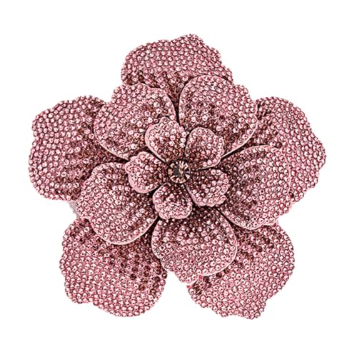 Rhinestone Flower Brooch Pin for Women Men Elegant Sparkly Crystal Camellia Floral Lapel Pins Shawl Dress Suit Clothes Accessories Wedding Party Fashion Jewelry 105mm - color: Pink