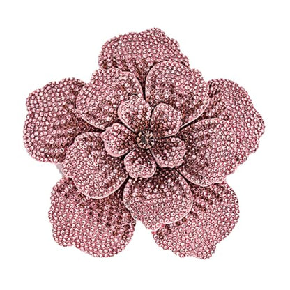 Rhinestone Flower Brooch Pin for Women Men Elegant Sparkly Crystal Camellia Floral Lapel Pins Shawl Dress Suit Clothes Accessories Wedding Party Fashion Jewelry 105mm - color: Pink