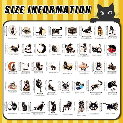 Giegxin 40 Pcs Cat Enamel Pins for Backpacks Cute Black Cat Brooches Gothic Lapel Pins for Clothes Bags Accessories Classroom - style: Black Cat