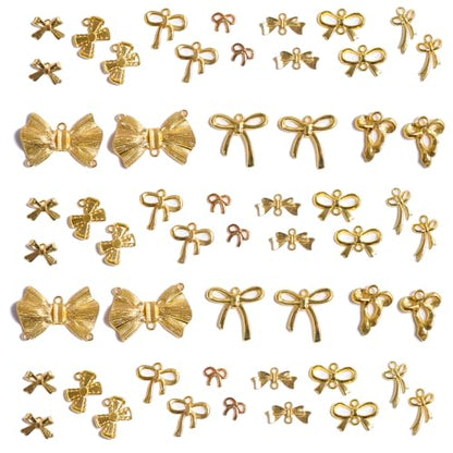 stino 100 Gram Metal Charms for Jewelry Making, Silver & Gold Plated, Bulk Pack for Bracelets, Necklaces, Crafts - color: Bow (Gold Plated 200gram)