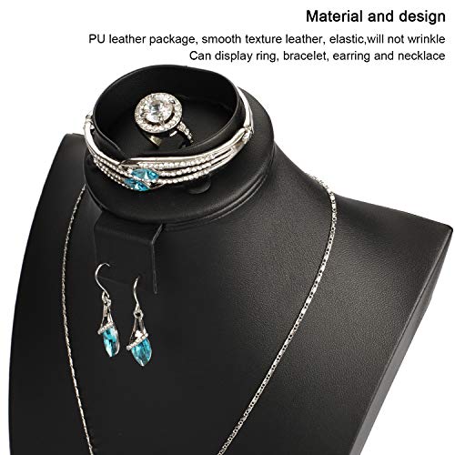 Black Leather Necklace Display,Jewelry Necklace Bust Display Stand for Bracelets,Earrings,Rings (H12.4inch) - size: H12.4inch