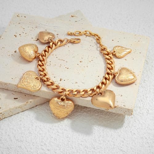 Gold & Silver Heart Chain Link Bracelets For Women - color: AMZ-SL22348A