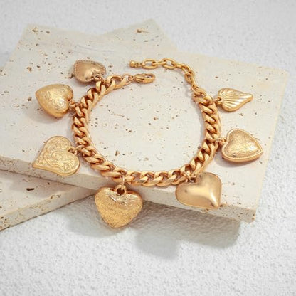 Gold & Silver Heart Chain Link Bracelets For Women - color: AMZ-SL22348A
