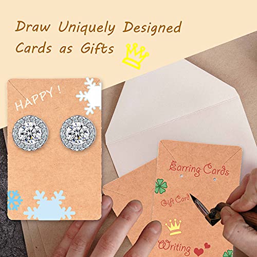Earring Display Cards with 100 Pcs Earring Holder Cards 200 Pcs Earring Backs and 100 Jewelry Packaging for Earrings Necklace Jewelry Bags 3.5x2.4 Inches (Brown) - color: ZK100-Brown