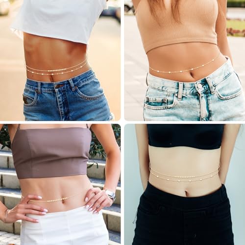 Waist Chains for Women Layered Belly Chains Adjustable Waterproof Bikini Belly Belt Body Jewelry Accessories for Women - style: Style 5