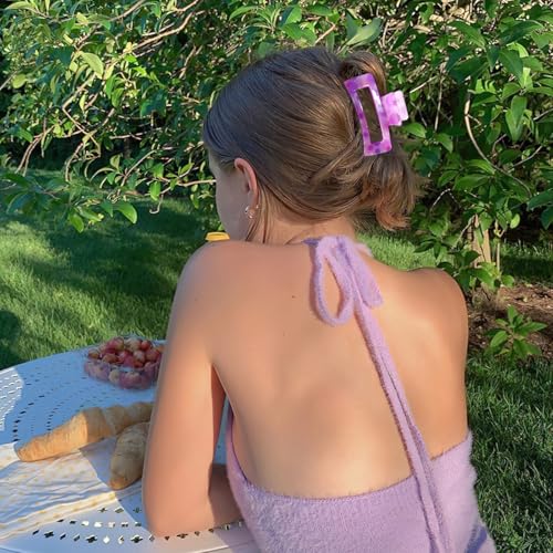 Hair Claw Clips for Thick/Thin Hair Claws 6PCS,3.34" Nonslip Big Cute Hair Clips Square Claw Clips,2.36" Medium Flower Hair Clips for Women/Girls,Hair Styling Accessories Gifts (showy) - color: showy