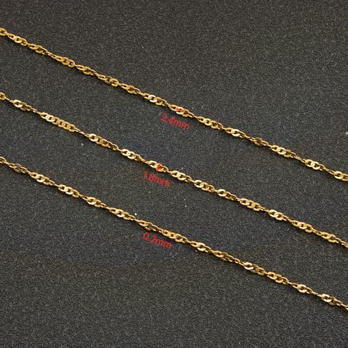 UMAOKANG 10 Meters Gold Plated Jewelry Making Chain Stainless Steel Singapore Chains Bulk on Spool Thin Chain Link - color: Singapore Gold