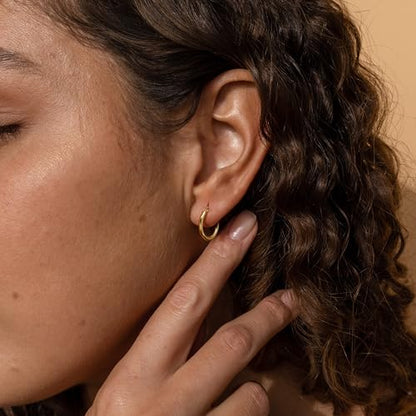 14K Gold Hoop Earrings, Huggie Hoop Earrings for Women, Hypoallergenic Lightweight Small Hoop Earring for Womens 14mm/16mm/18mm - color: 16mm