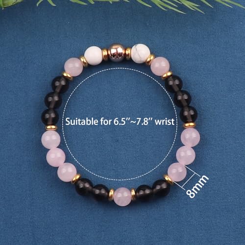 KSQS Healing Stone Bead Bracelet for Women, Natural Gemstones Balance Protection Bracelet, Spiritual Crystal Beads Bracelet Anxiety Relief with Meaning Card - color: Anger Away