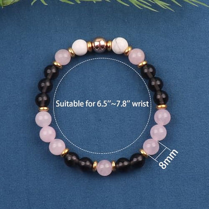 KSQS Healing Stone Bead Bracelet for Women, Natural Gemstones Balance Protection Bracelet, Spiritual Crystal Beads Bracelet Anxiety Relief with Meaning Card - color: Anger Away