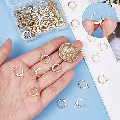 SUNNYCLUE 1 Box 80Pcs Leverback Earring Hooks Real 18K Gold Plated Stainless Steel Huggie Hoop Round Leverbacks Earwires Lever Back Hoops for Jewelry Making Earrings Backs Findings Replacement Adult - color: 80pcs Real 18k Gold Plated Stainless Steel Roun