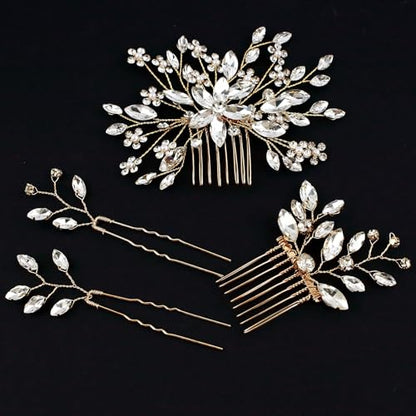 4 Pcs Bridal Crystal Hair Pins, Wedding Hair Comb Accessories with Rhinestone Bridal Headpiece Jewelry for Brides Bridesmaids Women Girls Updo (Crystal) - color: Crysral