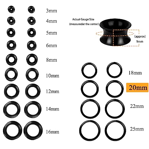 Xpircn 30Pcs Silicone Ear Gauges Flexible Ear Tunnels Plugs Stretchers Expander Double Flared Flesh Ear Piercing Jewelry for Women Men - style: Gauge:3/4"(20mm)
