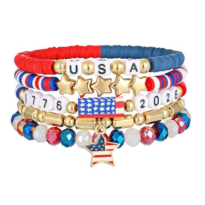 Boho Beaded Stretch Bracelets For Women Stackable Crystal Gold Plated Beaded Bracelets Set Trendy Handmade Friendship Braeclet Jewelry Gifts - color: U-250th bracelet 2