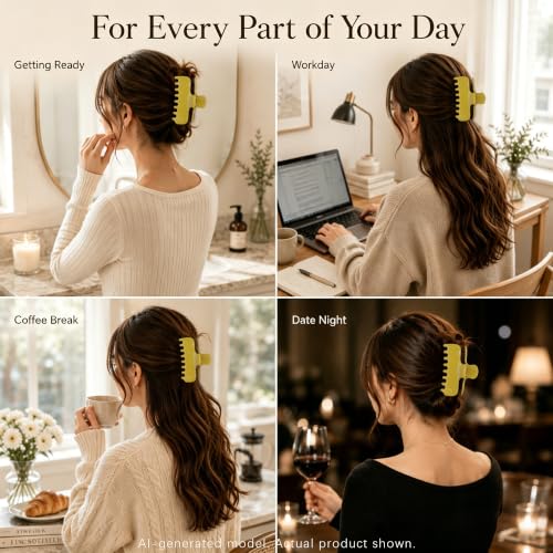 Ivyu 4-Inch Large Rounded Rectangle Hair Claw Clip for Women, Strong Hold - color: Olive green