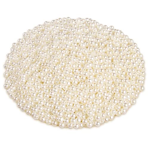 2500PCS Pearl Beads for Jewelry Making 3mm Small Seed Beads Bulk | Round Faux Pearls Beads with Holes for Bracelet Necklace Earrings Crafting - color: Ivory
