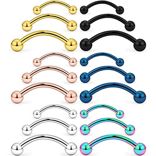 SCERRING 18-30PCS 20G Stainless Steel Eyebrow Tragus Helix Rook Daith Earrings Lip Ring Barbell with Balls Body Piercing Jewelry 6mm 8mm 10mm - color: 18PCS - Mix Color