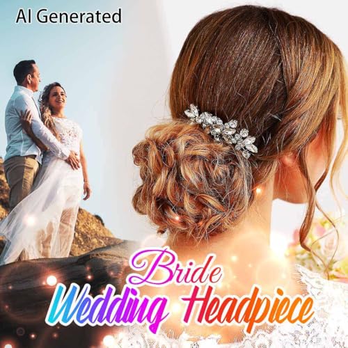 Catery Rhinestone Bride Wedding Hair Comb Black Crystal Side Comb Bridal Hair Piece Leaf Headpiece Bridesmaid Hair Accessories for Women and Girls - color: Black
