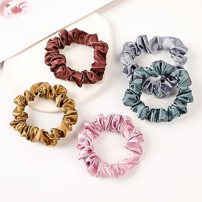 Hair Ties Satin Silk Small Scrunchies for Women Girls Ponytail Holders 20 Pcs Mini Bulk Scrunchies Elastic Hair Bands for Thick Curly Hair Pony Tails Hair Ties - color: Popular color