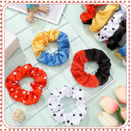 80 Pcs Mouse Ears Scrunchies Silk Satin Mouse Hair Scrunchies Hair Ties Elastic Bands Ponytail Holders for Kids Women Girls Party Decoration - style: Mouse