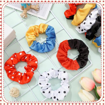 80 Pcs Mouse Ears Scrunchies Silk Satin Mouse Hair Scrunchies Hair Ties Elastic Bands Ponytail Holders for Kids Women Girls Party Decoration - style: Mouse
