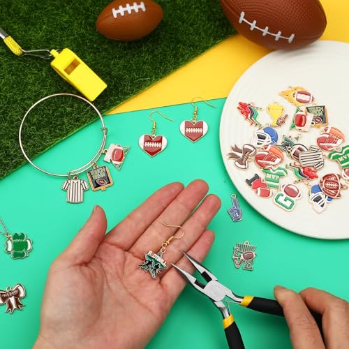 40Pcs/20 Pairs Football Charms for Jewelry Making | Assorted Sport Enamel Charm, Football Game Pendants, for Bracelet Necklace Earrings Keychains Making, DIY Crafts Accessories - style: Football