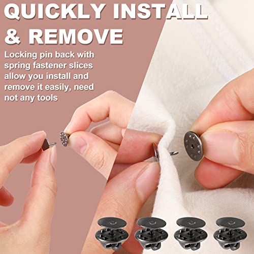JANYUN 120 Pairs Black Butterfly Clutch Tie Tacks Blank Pin Clasp Back | Metal Holder Clasp Lock Backings,Replacement with 8mm Length 10mm Width Blank Pins for Brooch Lapel Enamel Craft Making - color: Black, size: 10mm