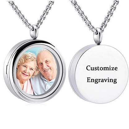 Oinsi Cremation Locket Necklace For Ashes Of Loved One Carry Photo Glass Memorial Urn Jewelry 316L Stainless Steel Keepsake Gifts - color: A-Customize-Text