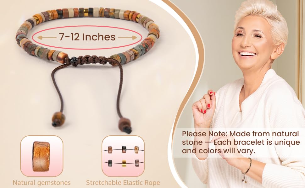 Inspirational Bracelet Gifts for Women, Natural Stone Beaded Bracelets | Thinking of You Get Well Soon Encouragement Healing Bracelets Christmas Day Birthday Gifts for Women Friends Sister - color: A-H JASPER STONE-GOODDAY