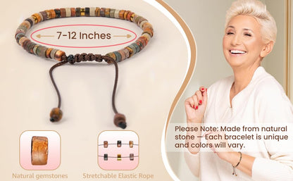 Inspirational Bracelet Gifts for Women, Natural Stone Beaded Bracelets | Thinking of You Get Well Soon Encouragement Healing Bracelets Christmas Day Birthday Gifts for Women Friends Sister - color: A-H JASPER STONE-GOODDAY