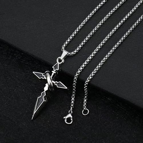 Gothic Cross Star Necklace For Men Women Silver Stainless Steel Cuban Link Paperclip Figaro Bead Chain Punk Kpop Y2k Goth Irregular Layered Cross Pendant Necklace Non Tarnish Jewelry Gift - color: Black B