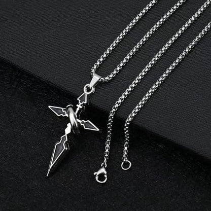 Gothic Cross Star Necklace For Men Women Silver Stainless Steel Cuban Link Paperclip Figaro Bead Chain Punk Kpop Y2k Goth Irregular Layered Cross Pendant Necklace Non Tarnish Jewelry Gift - color: Black B