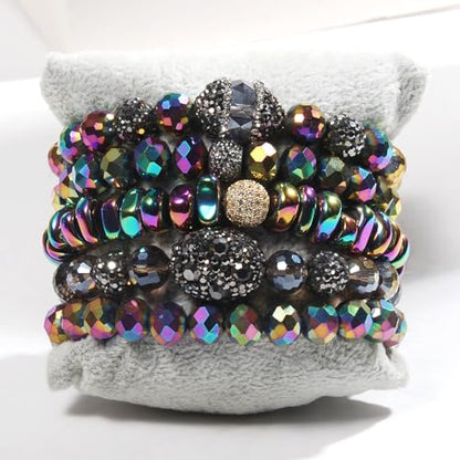 Yomisa 5PCS 6PCS Natural Boho Beaded Bracelets/Bangle for Women Men,Healing Turquoise Jasper Agate Crystal Gemstone Stone Chakra Multilayer Wrap Bohemian Handmade Jewelry Beads Stretch Bracelet Set - color: 5PCS-hematite
