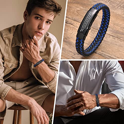 VNOX Men's Inspirational Mantra Engarved Handmade Braided Leather Adjustable Cuff Bangle Bracelet Encouragement Motivational Gift for Men - style: Custom