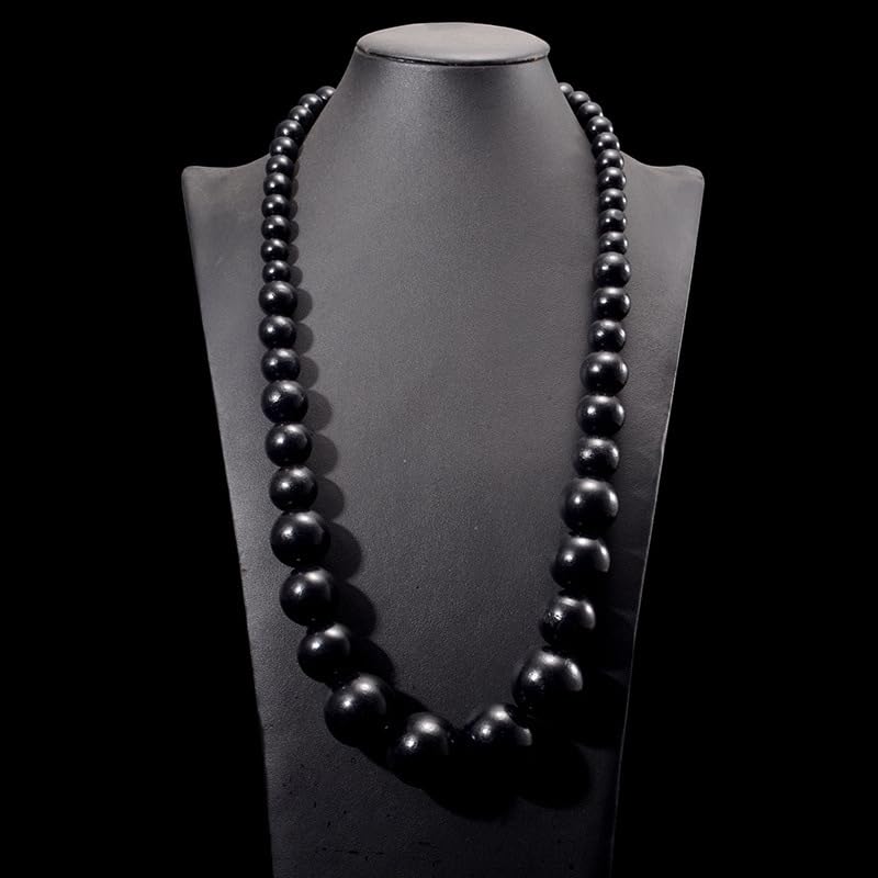 Fuqimanman2020 Chunky Large Simulated Pearl Choker Necklace Drop Dangle Earrings Crystal Bib Big Round Beaded Strand Multicolor Costume Statement Wedding Jewelry Set for Women Brides - color: Wooden Black