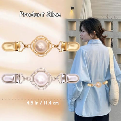 2 PCS Waist Cincher Clips Dress Clips Back Cinch for Shawl Cardigan Sweater Clothes Shirt Tightener Clip(Silvery Golden) - color: Color P